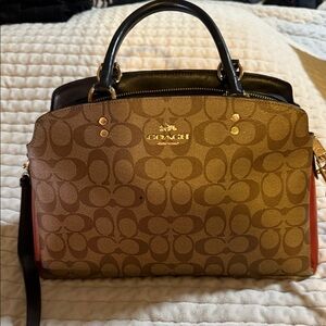 Coach Tan and Black Signature Satchel